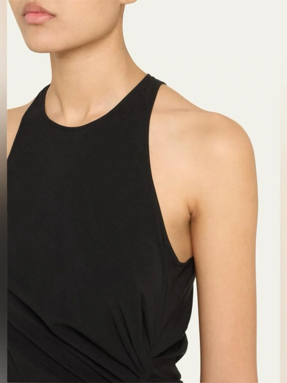 A.L.C. Black Halter Ruched Side Mini Dress with Asymmetric Drape